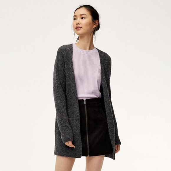 Aritzia Sweaters - Aritzia Wilfred Free Dark Gray Aronson Sweater Open Front Cardigan